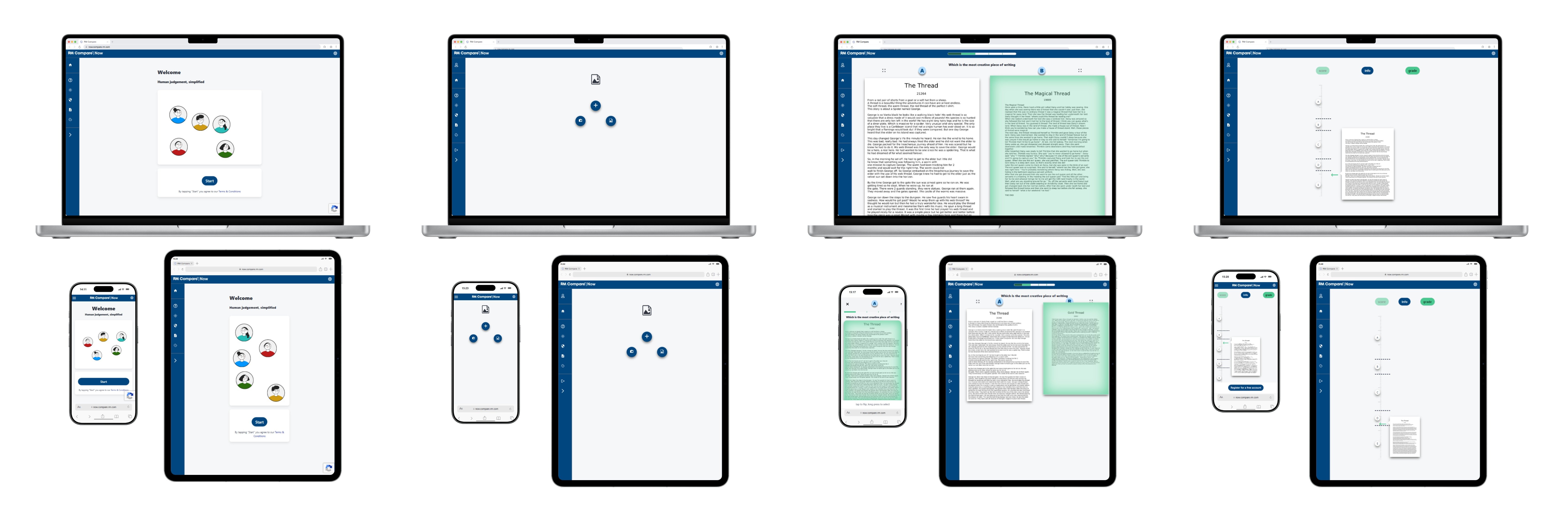 RM Compare NOW flow showing the three-step experience from access to result